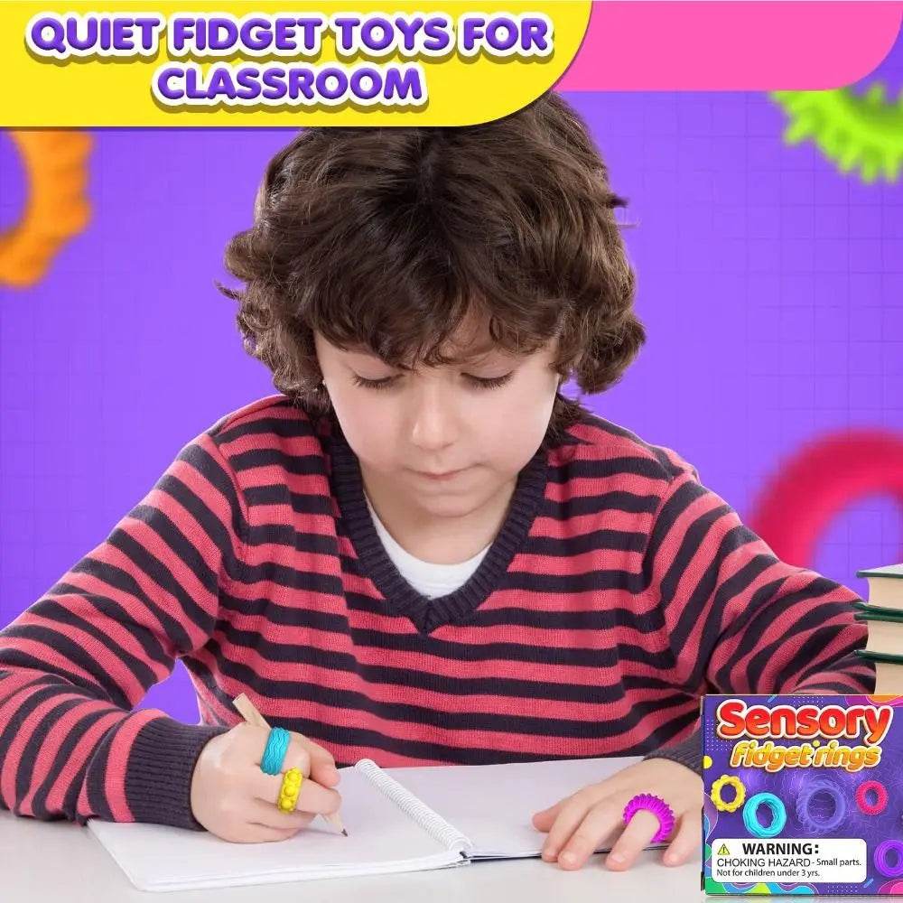12pcs Spiky Sensory Finger Rings For Kids Stress Relief Fidget Toys - ToylandEU