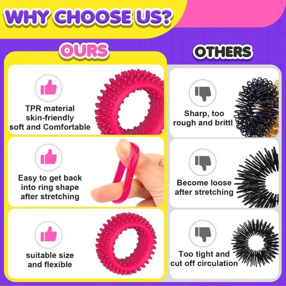 12pcs Spiky Sensory Finger Rings For Kids Stress Relief Fidget Toys - ToylandEU