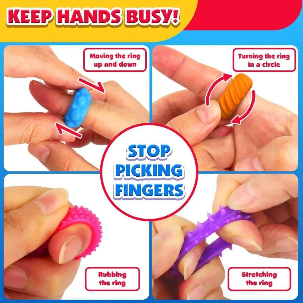 12pcs Spiky Sensory Finger Rings For Kids Stress Relief Fidget Toys - ToylandEU