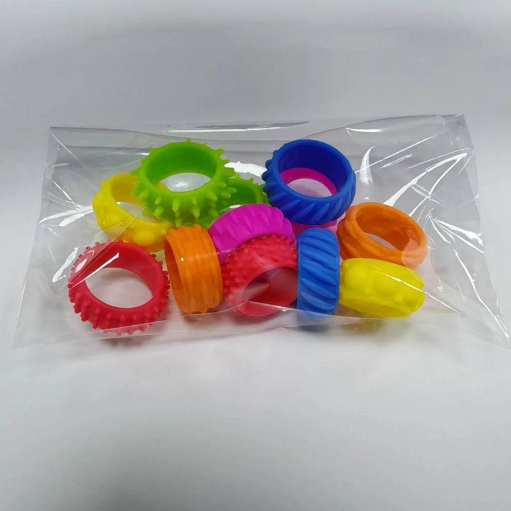 12pcs Spiky Sensory Finger Rings For Kids Stress Relief Fidget Toys - ToylandEU