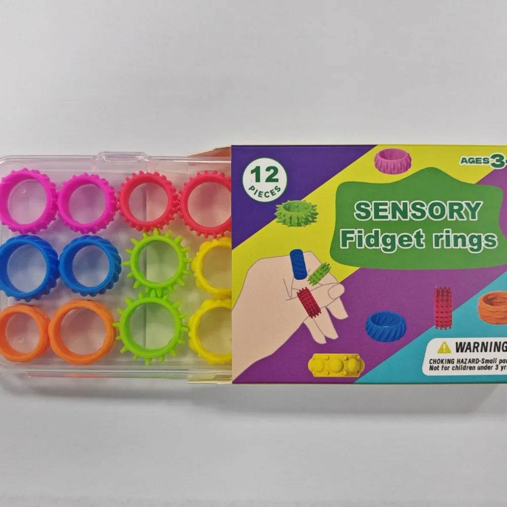 12pcs Spiky Sensory Finger Rings For Kids Stress Relief Fidget Toys - ToylandEU