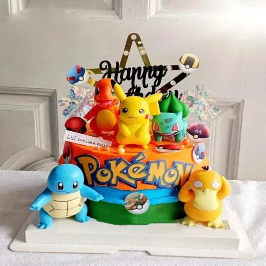 13 PCS Set Pokemon Cake Topper Party Anime Figure, Pikachu Happy Birthday Cake Decoration Ornament Pikachu Bulbasaur Psyduck Charmander Squirtle Jigglypuff - ToylandEU