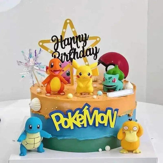 13 PCS Set Pokemon Cake Topper Party Anime Figure, Pikachu Happy Birthday Cake Decoration Ornament Pikachu Bulbasaur Psyduck Charmander Squirtle Jigglypuff - ToylandEU