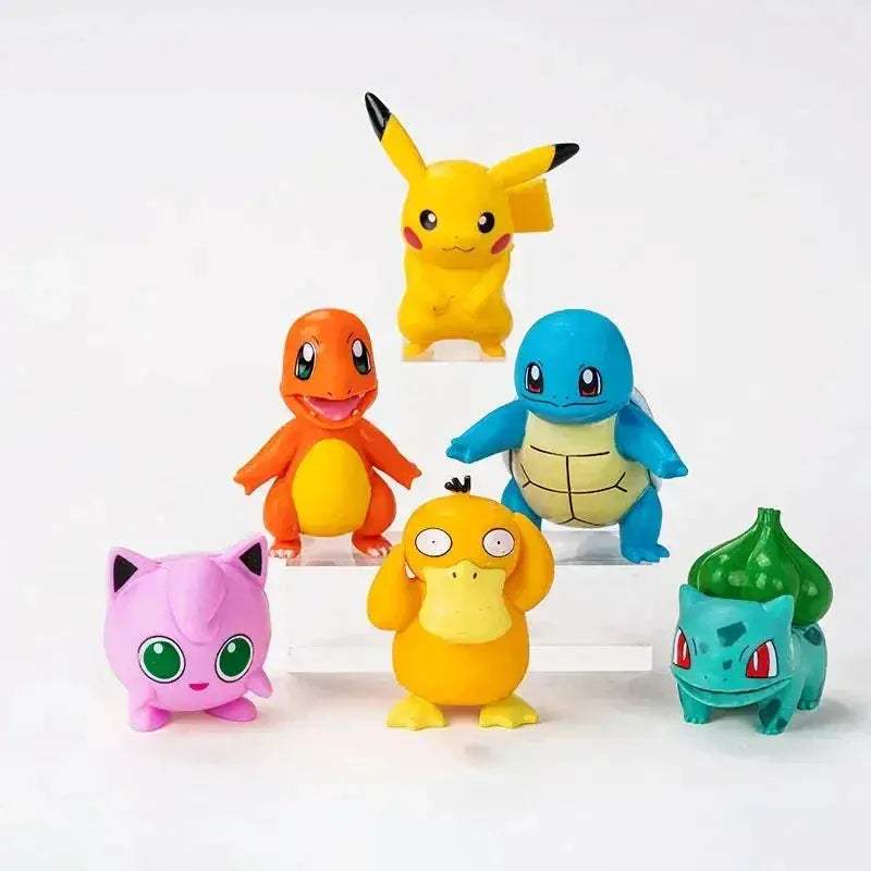 13 PCS Set Pokemon Cake Topper Party Anime Figure, Pikachu Happy Birthday Cake Decoration Ornament Pikachu Bulbasaur Psyduck Charmander Squirtle Jigglypuff - ToylandEU