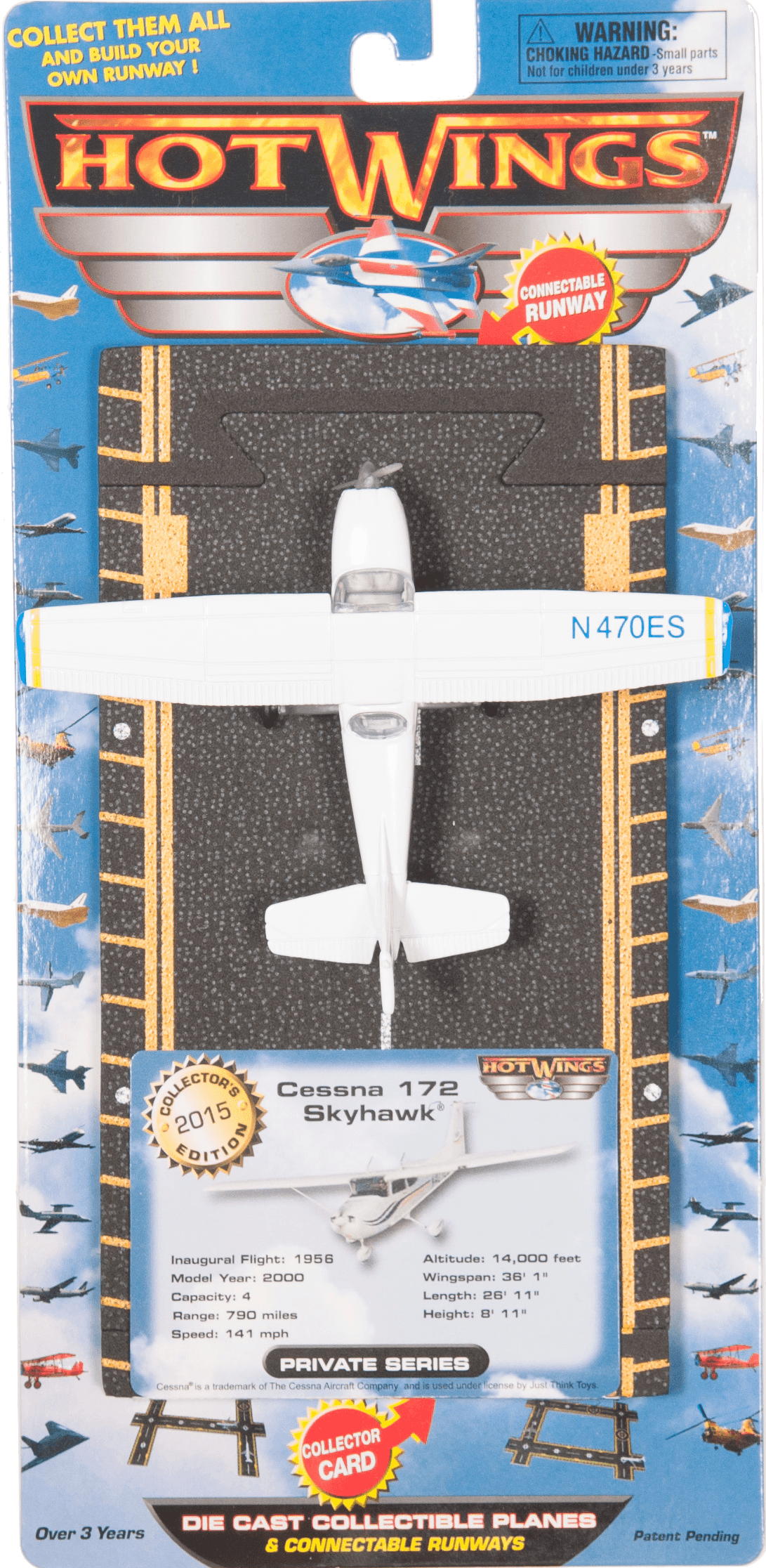 Cessna 172 Diecast Model | Connectable Runway System | Includes Collector Card