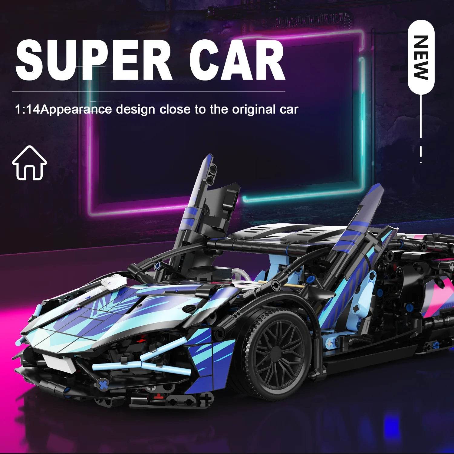 1314PCS Technical 1:14 Hypercar Racing Car Building Blocks - ToylandEU