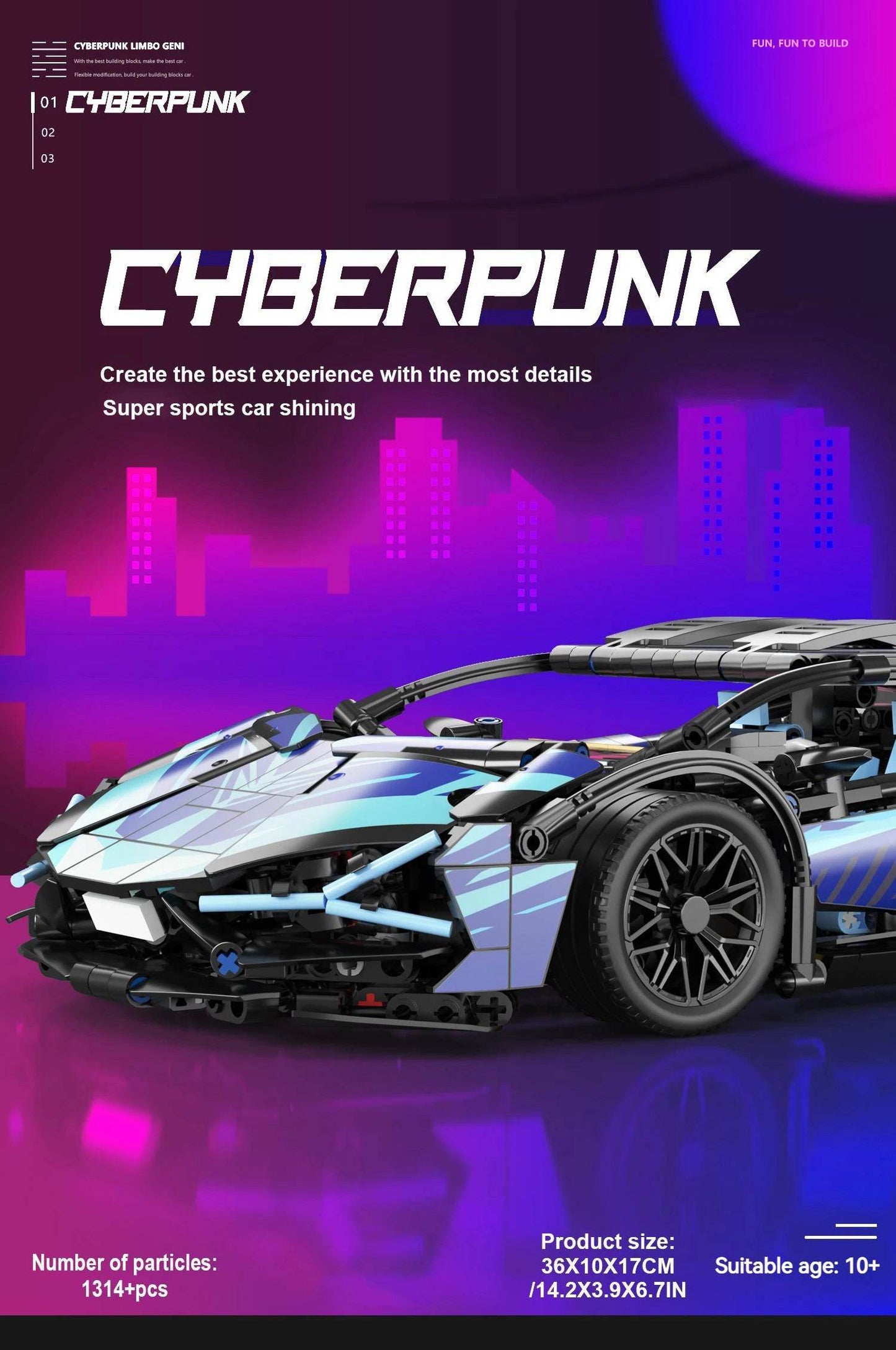 1314PCS Technical 1:14 Hypercar Racing Car Building Blocks - ToylandEU