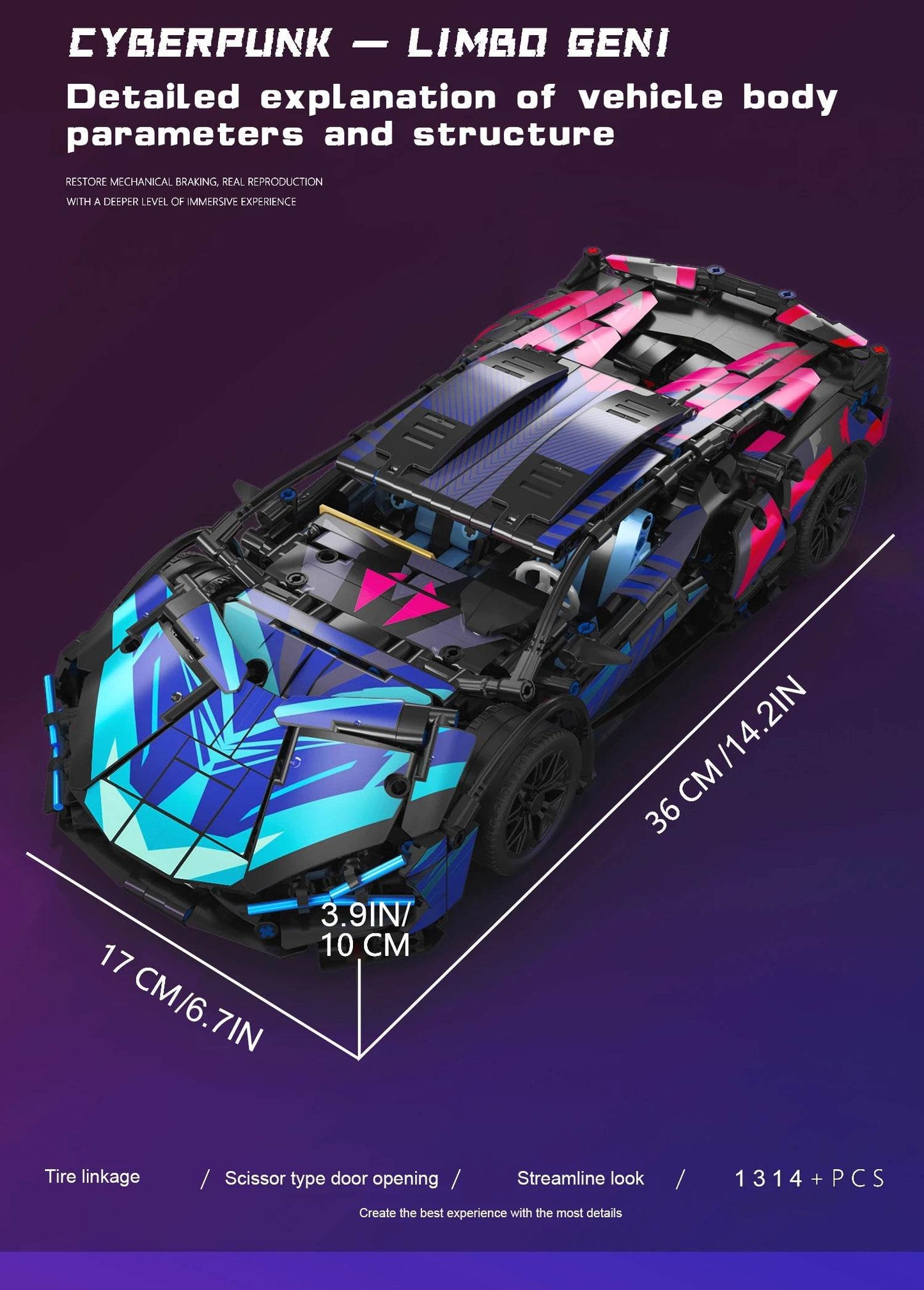 1314PCS Technical 1:14 Hypercar Racing Car Building Blocks - ToylandEU