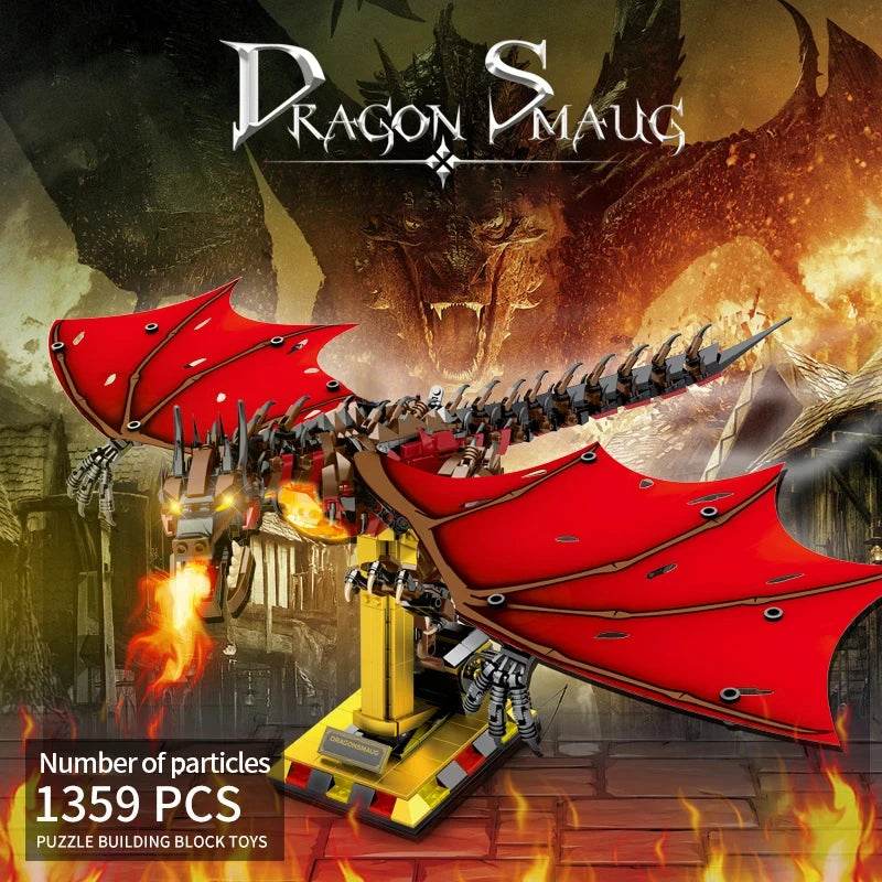 1359PCS Flames Dragon Smaug Building Blocks Model Toy - ToylandEU