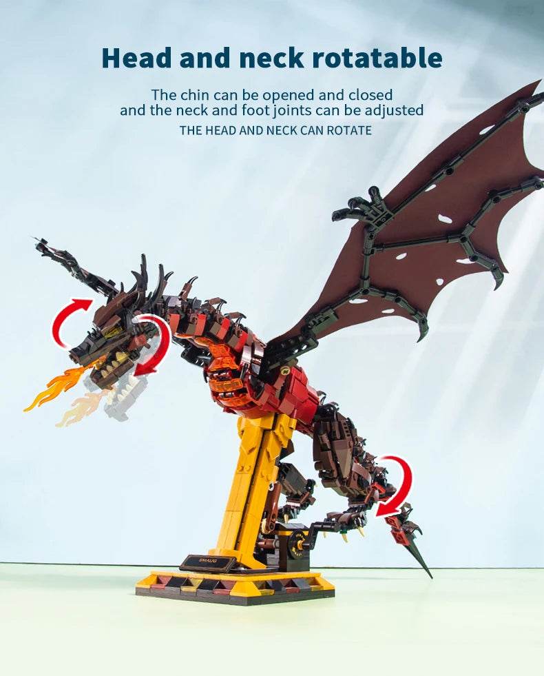 1359PCS Flames Dragon Smaug Building Blocks Model Toy - ToylandEU