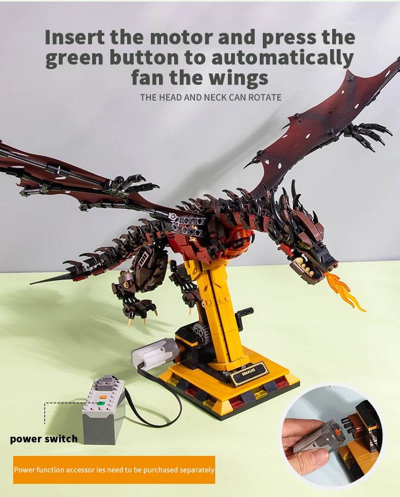 1359PCS Flames Dragon Smaug Building Blocks Model Toy - ToylandEU