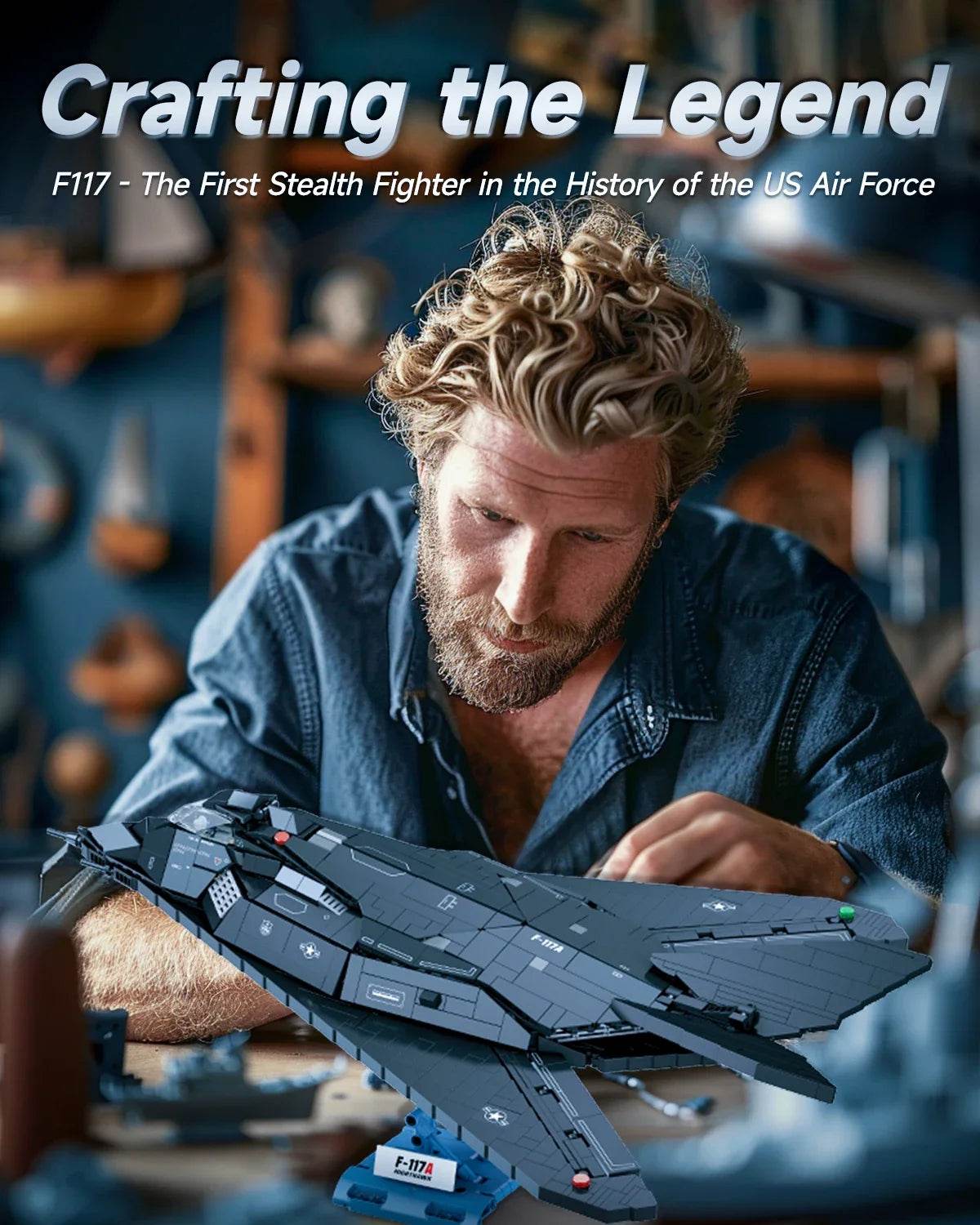 1375PCS F117 Fighter Building Blocks Stealth Aircraft Model Toys - ToylandEU