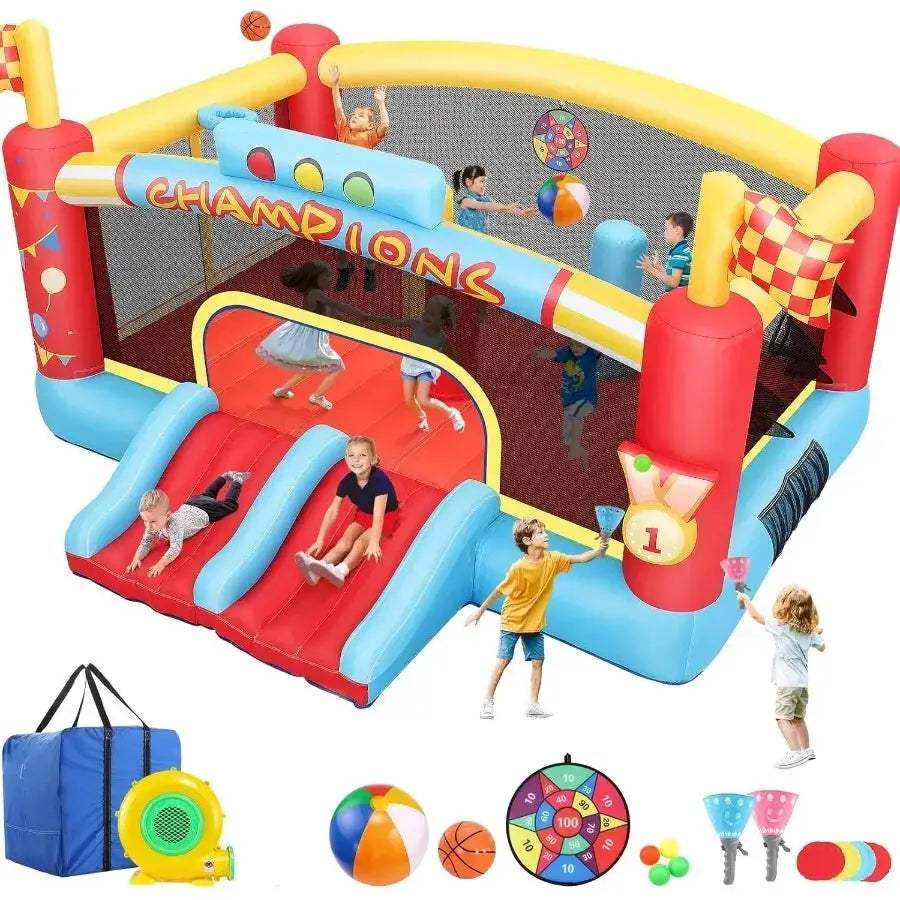 13Ft Outdoor Inflatable Bounce House With Dual Basketball Hoops - ToylandEU