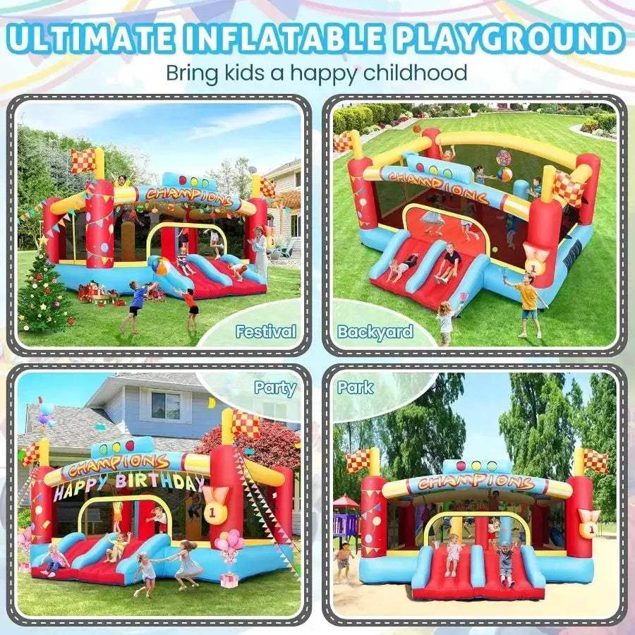 13Ft Outdoor Inflatable Bounce House With Dual Basketball Hoops - ToylandEU