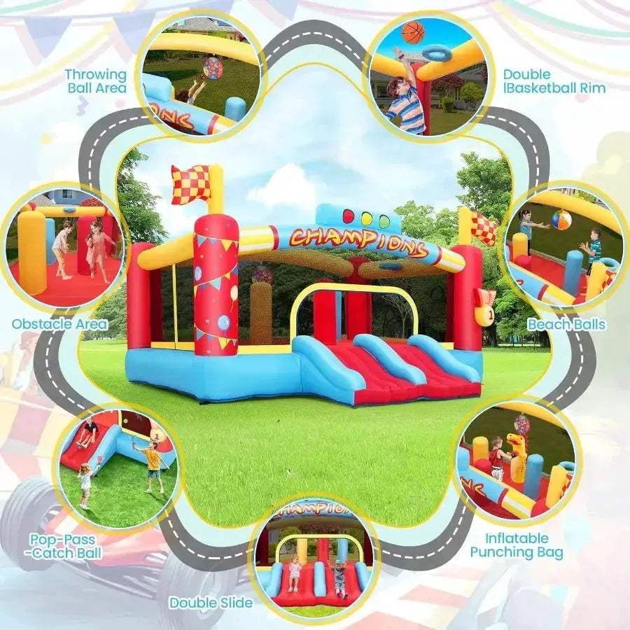 13Ft Outdoor Inflatable Bounce House With Dual Basketball Hoops - ToylandEU