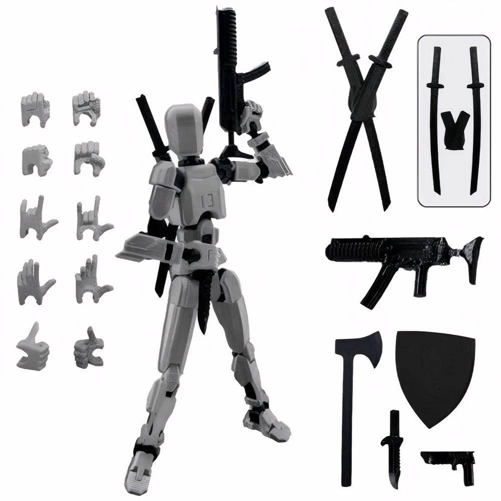 13cm Robot Action Figure with Multiple Accessories Multi-Jointed Mechanical Movable Toy Desk Decoration Gift for Him - ToylandEU