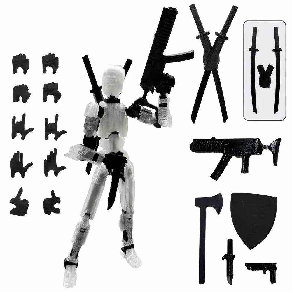 13cm Robot Action Figure with Multiple Accessories Multi-Jointed Mechanical Movable Toy Desk Decoration Gift for Him - ToylandEU
