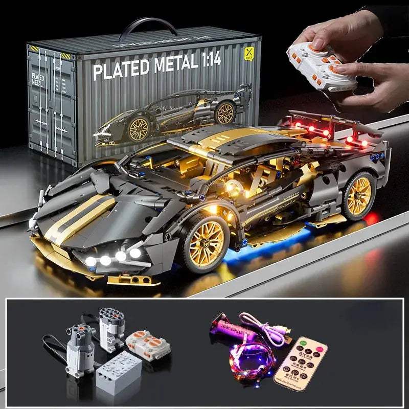 14 Scale Black Remote Control Supercar Building Blocks - ToylandEU