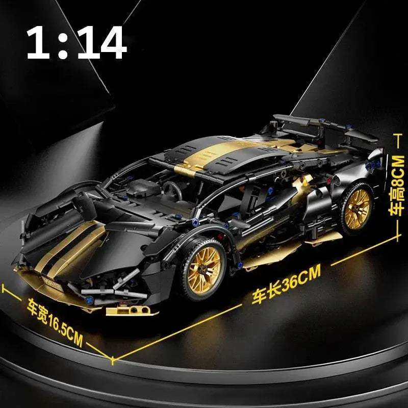14 Scale Black Remote Control Supercar Building Blocks - ToylandEU