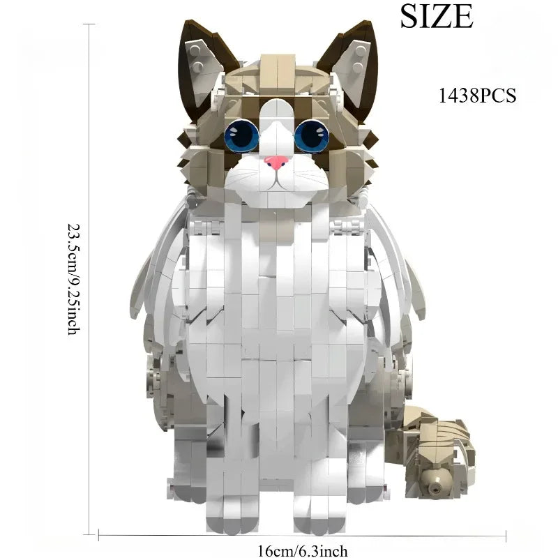 1438 Piece Jumbo Cat Building Set Creative Animal Model Kit - ToylandEU