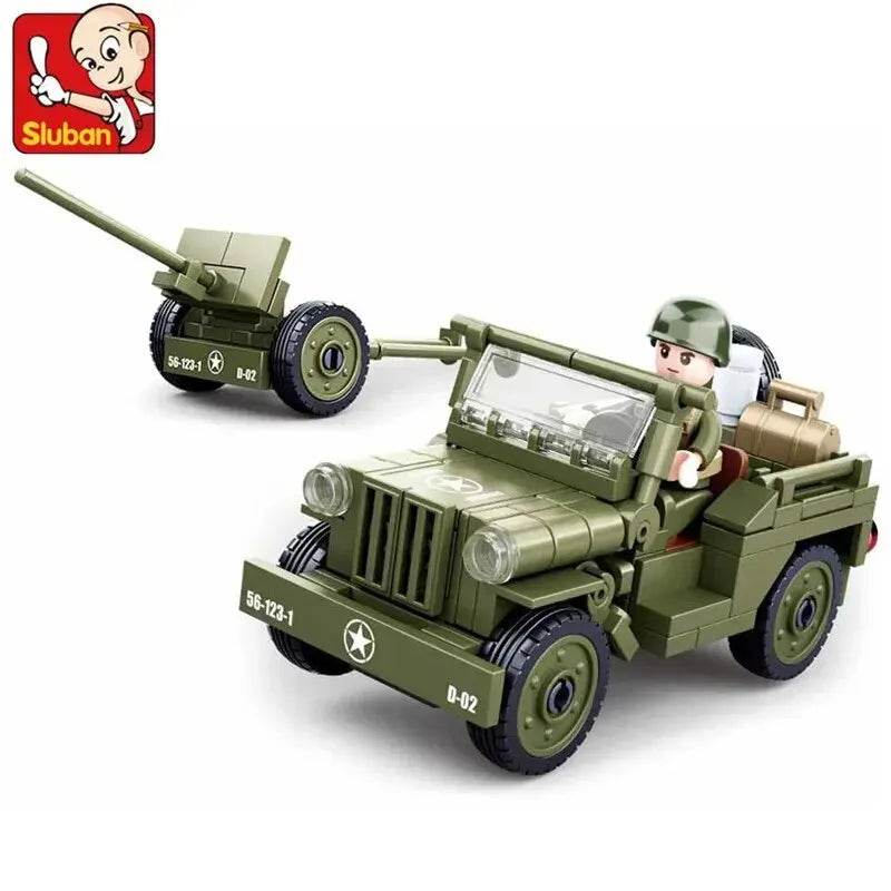 143PCS Military Vehicle WW2 Normandy Landing WILLYS Car Set - ToylandEU