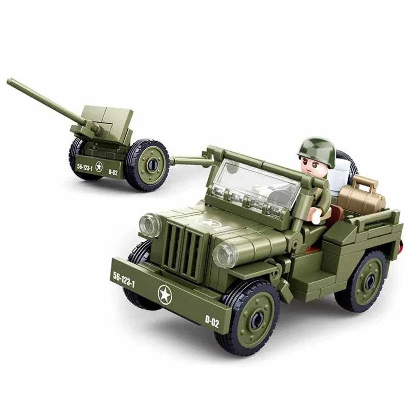 143PCS Military Vehicle WW2 Normandy Landing WILLYS Car Set - ToylandEU