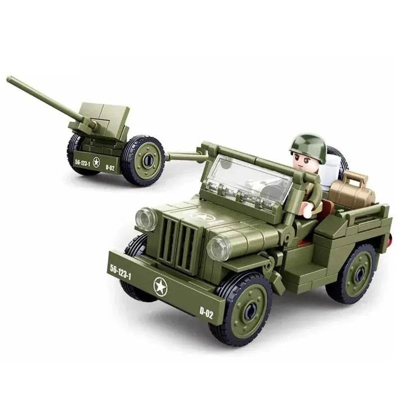 143PCS Military Vehicle WW2 Normandy Landing WILLYS Car Set - ToylandEU