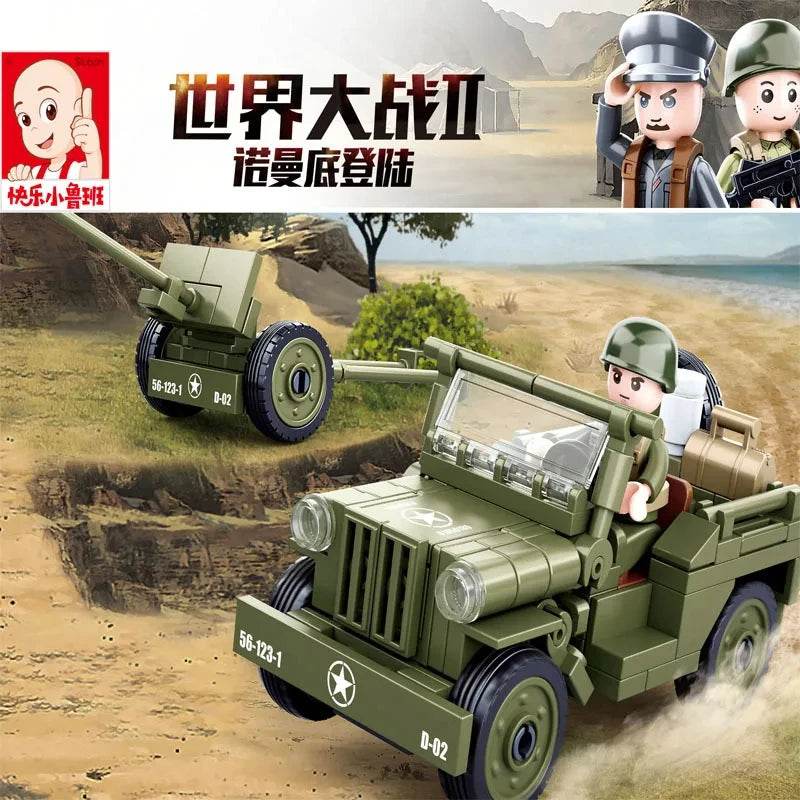 143Pcs Military Vehicle WW2 Normandy Landing WILLYS Car Set - ToylandEU
