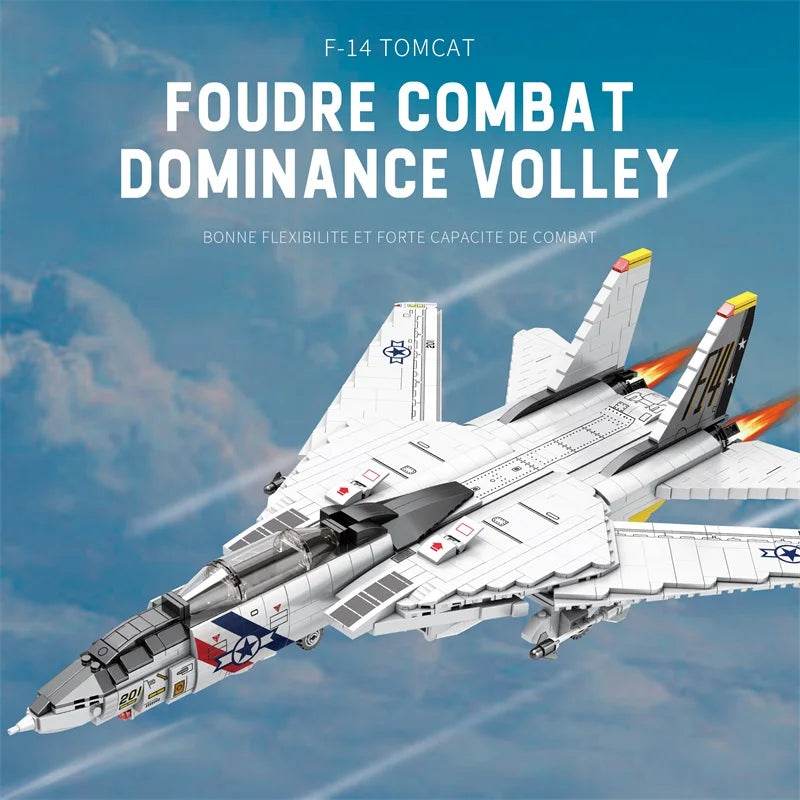 1443PCS Military Tomcat F14 Fighter Aircraft Building Blocks - ToylandEU