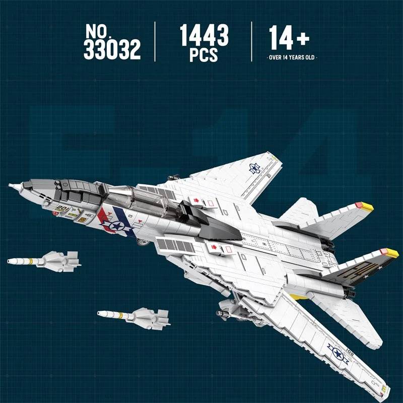 1443PCS Military Tomcat F14 Fighter Aircraft Building Blocks - ToylandEU