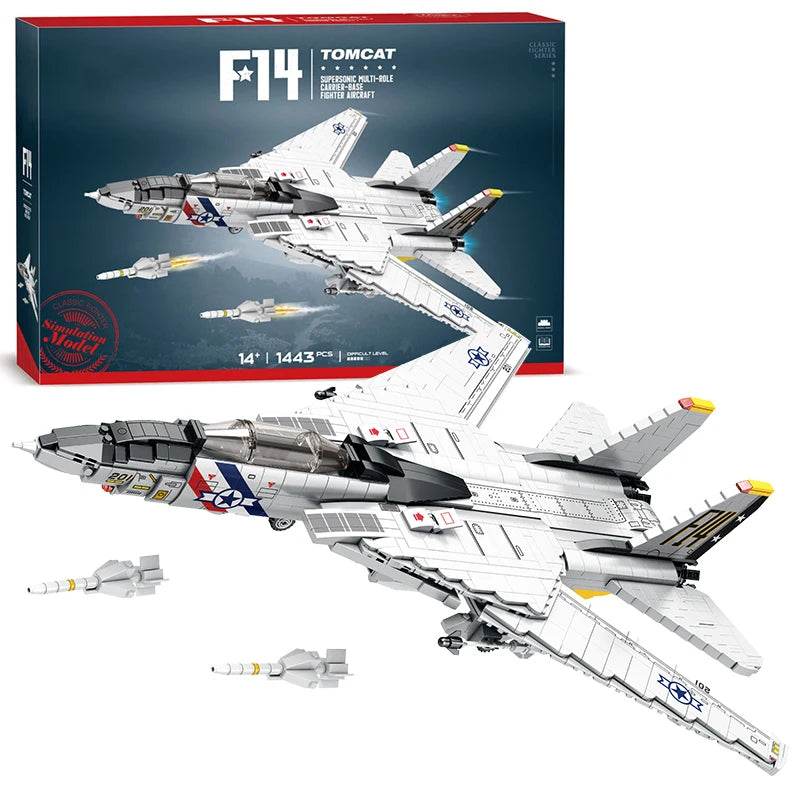 1443PCS Military Tomcat F14 Fighter Aircraft Building Blocks - ToylandEU
