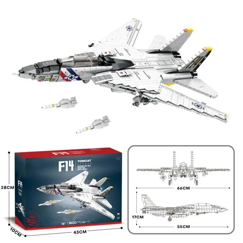 1443PCS Military Tomcat F14 Fighter Aircraft Building Blocks - ToylandEU