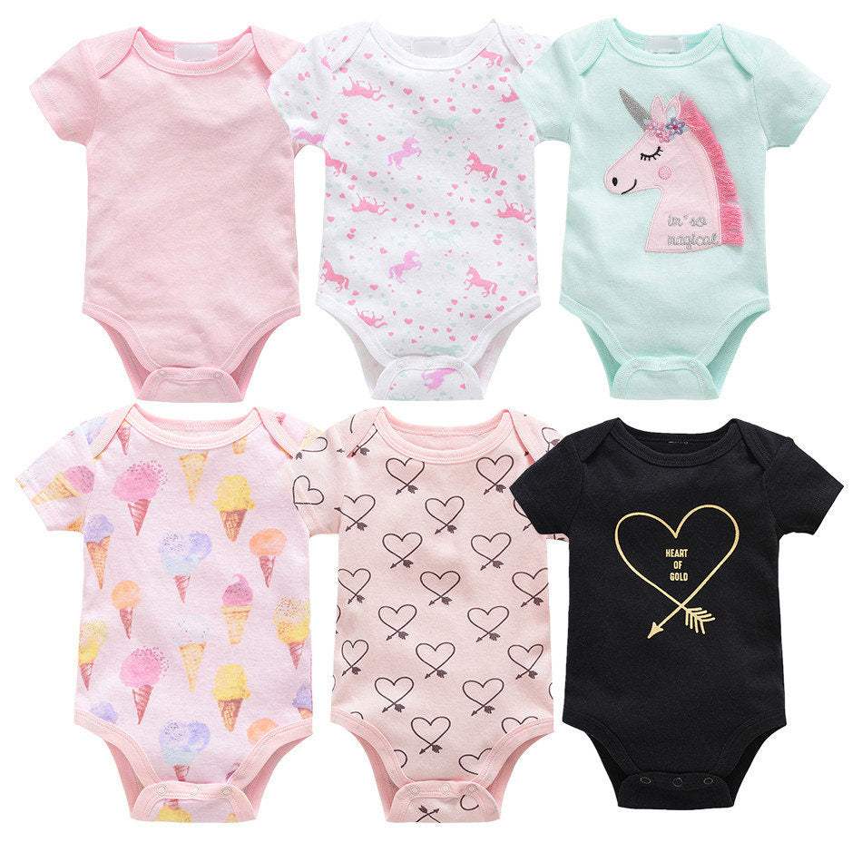 Baby Jumpsuit | Cotton | Short Sleeve | 6 Piece Set 0-12 Months
