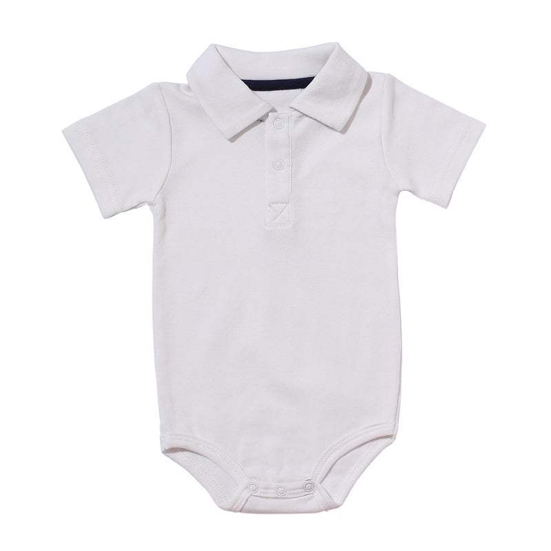 Baby Lapel Cotton Onesie | Short Sleeve