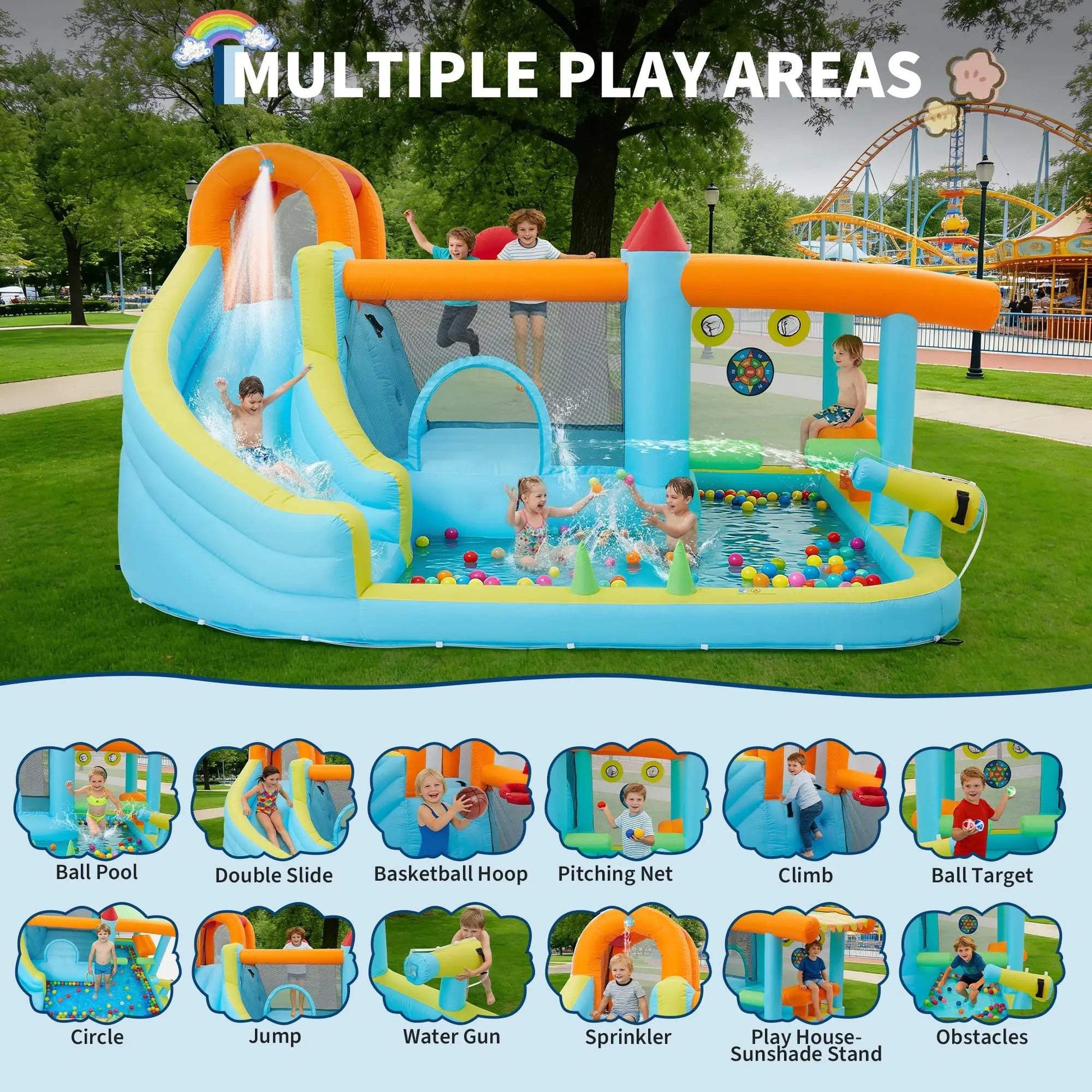  14Ft Kids Bounce House With Slide Durable Backyard Fun -  ToylandEU™