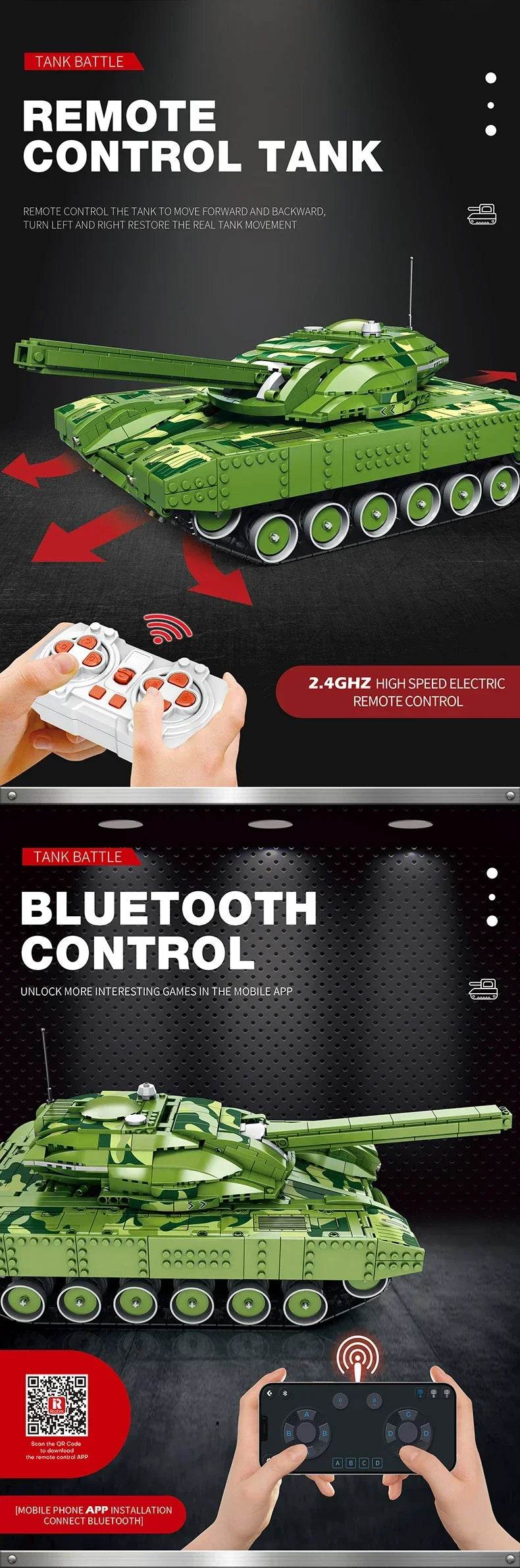 1516PCS Military Tank Building Blocks for Kids Remote Control - ToylandEU