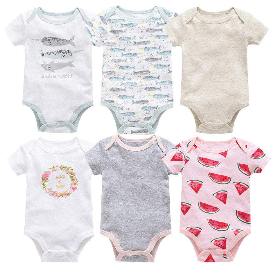 Baby Jumpsuit | Cotton | Short Sleeve | 6 Piece Set 0-12 Months