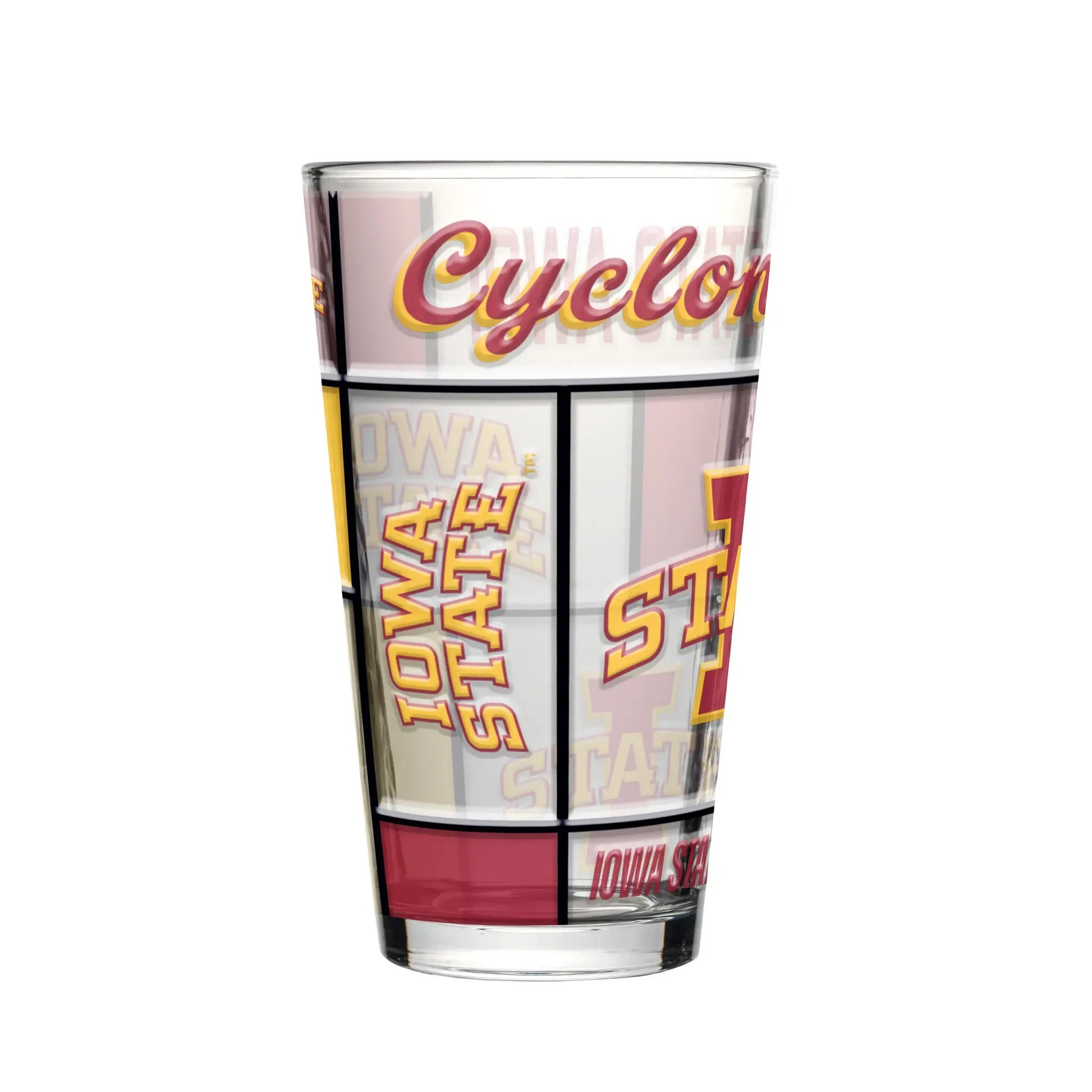 Iowa State Cyclones Pint Glass 16oz Quilted Stained Boxed