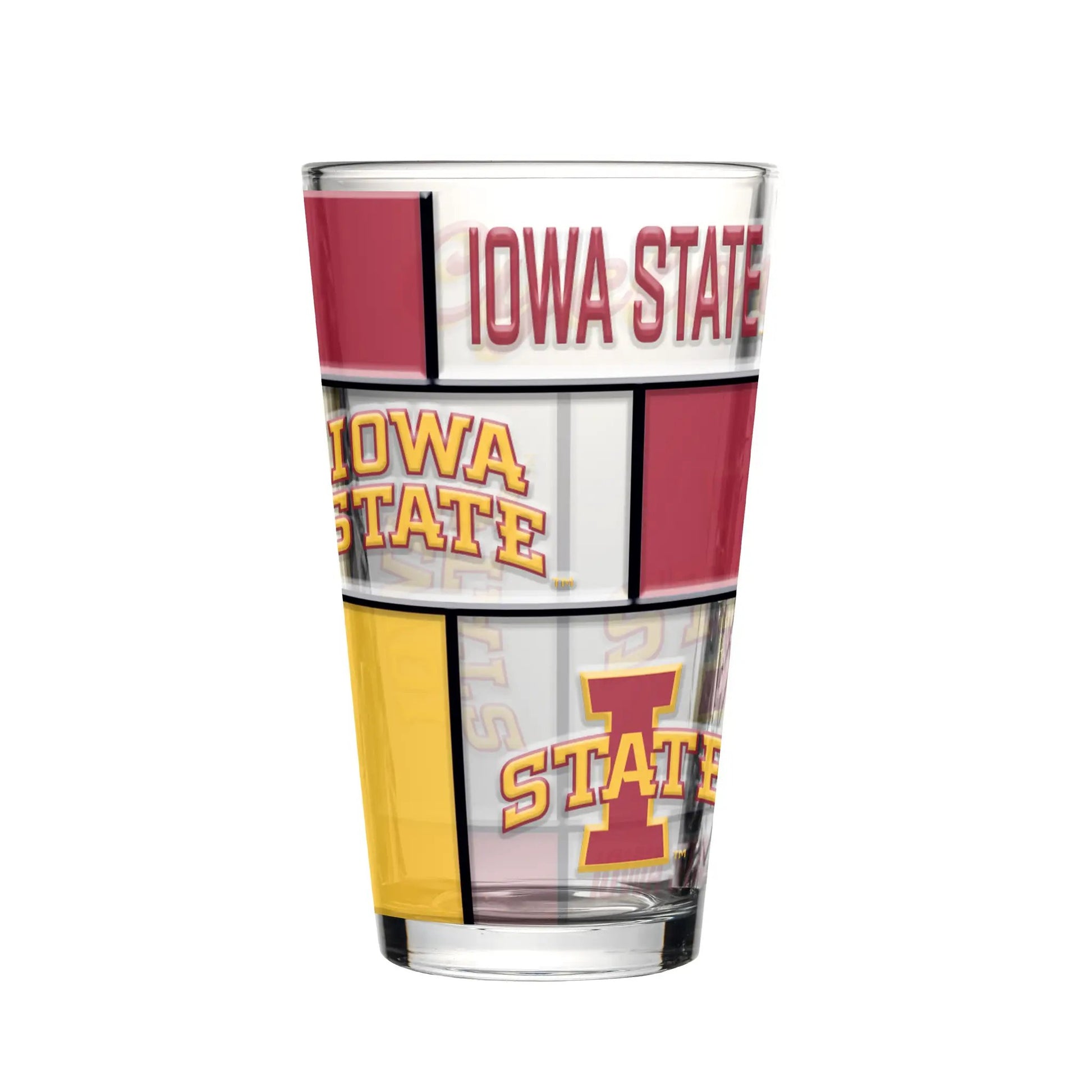 Iowa State Cyclones Pint Glass 16oz Quilted Stained Boxed