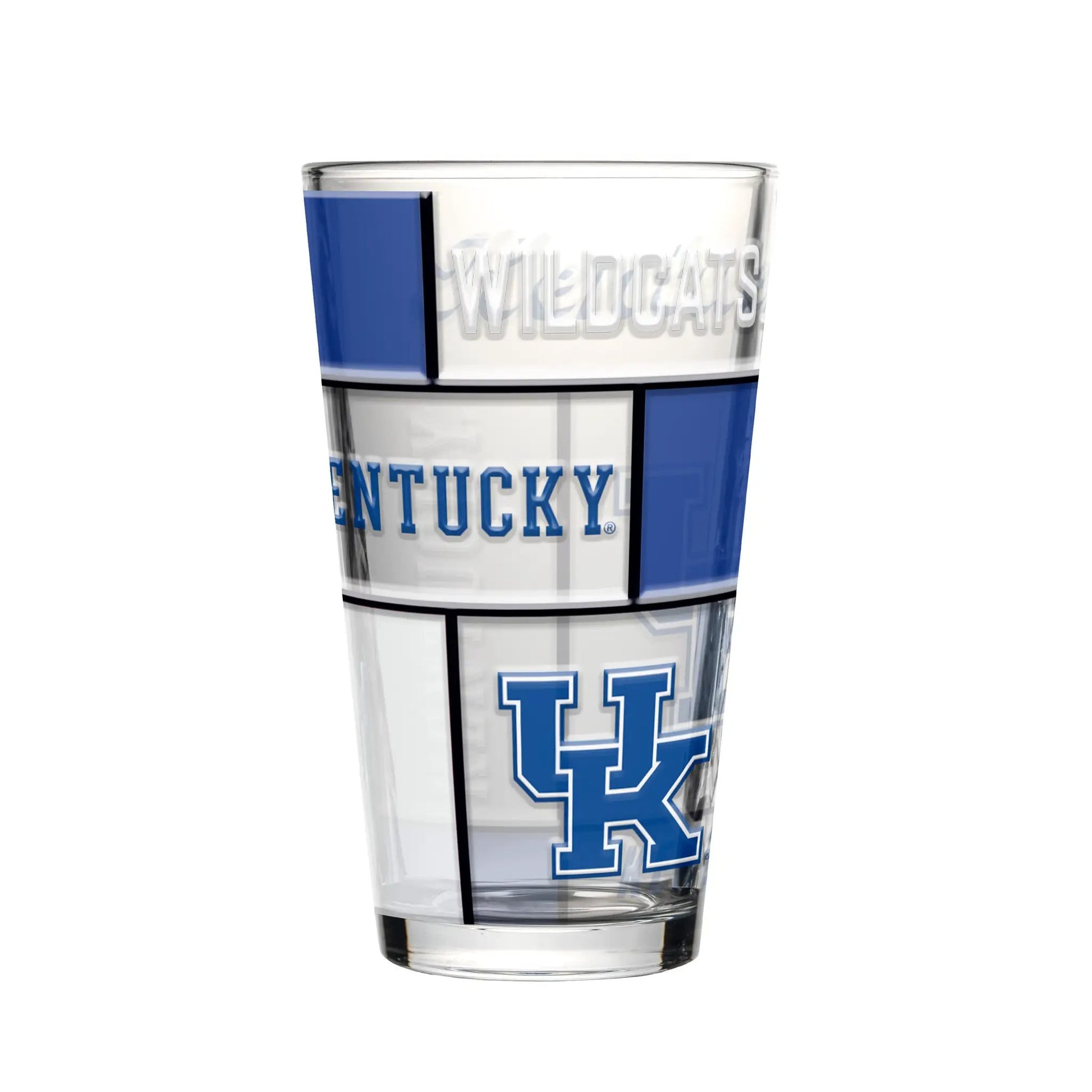 Kentucky Wildcats Pint Glass 16oz Quilted Stained Boxed