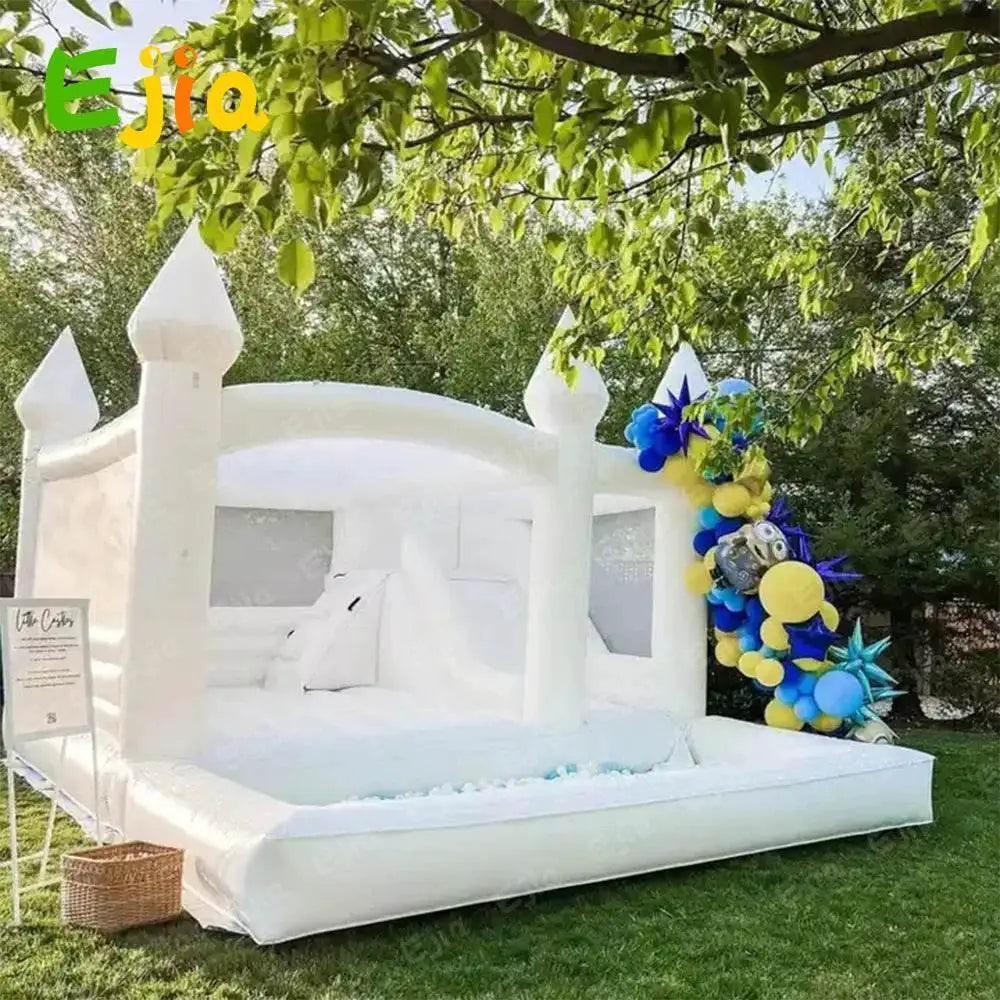  15FT PVC White Bounce House With Slide & Ball Pit -  ToylandEU™