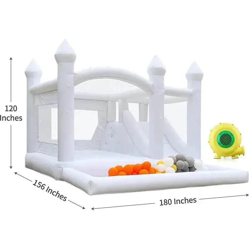  15FT PVC White Bounce House With Slide & Ball Pit -  ToylandEU™