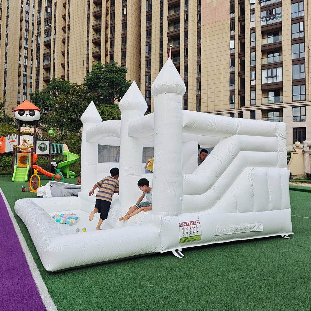 15FT PVC White Bounce House With Slide & Ball Pit - ToylandEU