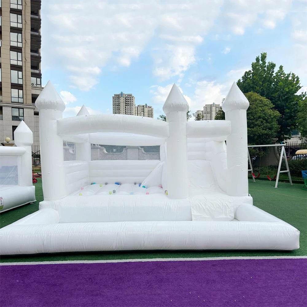 15FT PVC White Bounce House With Slide & Ball Pit - ToylandEU