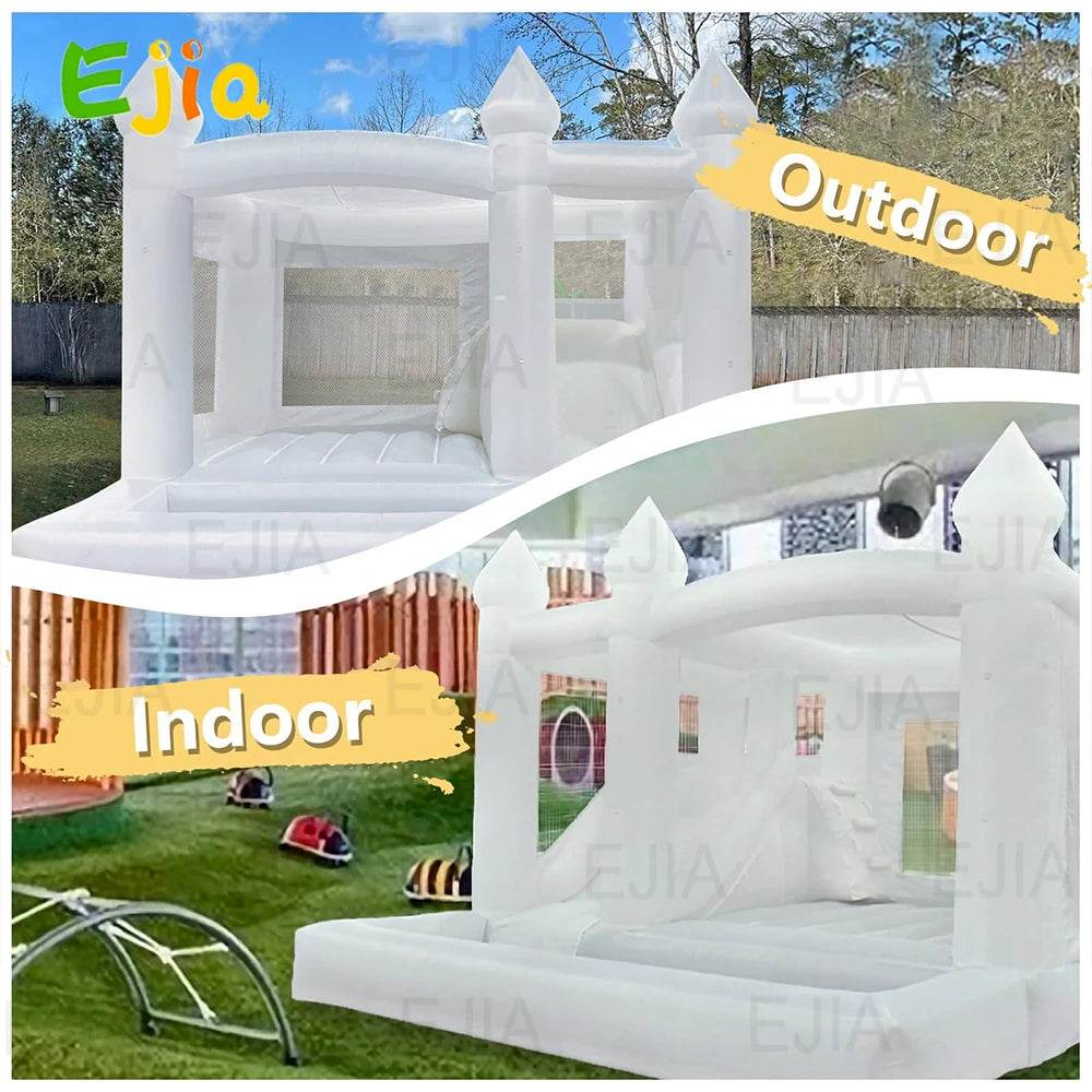 15FT PVC White Bounce House With Slide & Ball Pit - ToylandEU