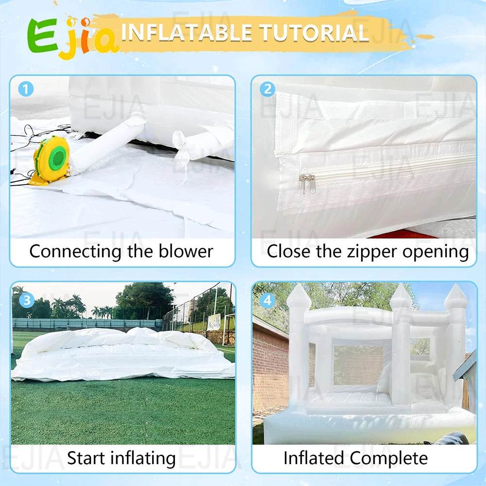 15FT PVC White Bounce House With Slide & Ball Pit - ToylandEU