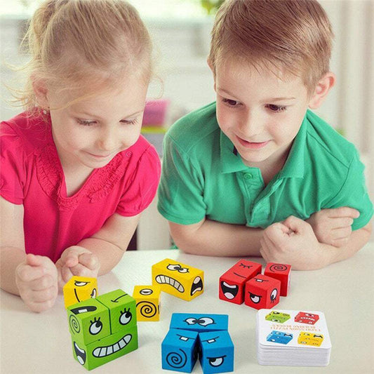 Wooden Emoticon Face Puzzle Blocks | Montessori