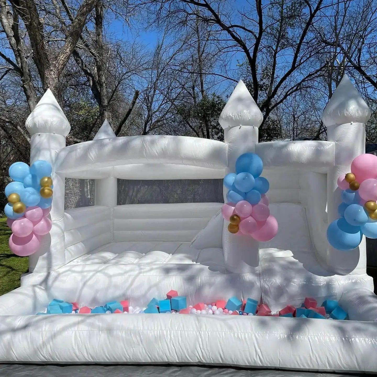  15x13ft Inflatable White Bounce Houses With Slide And Ball Pit -  ToylandEU™