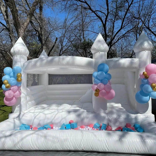  15x13ft Inflatable White Bounce Houses With Slide And Ball Pit -  ToylandEU™