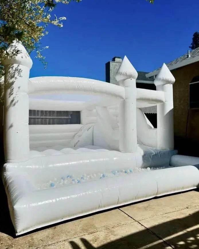  15x13ft Inflatable White Bounce Houses With Slide And Ball Pit -  ToylandEU™